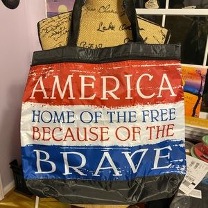 America, home of the free because of the brave tote bag
